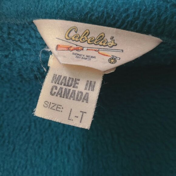 Vtg USA Cabelas Fleece Polartec Jacket Zippered Men's Size Large 90's Teal Green - Picture 3 of 9